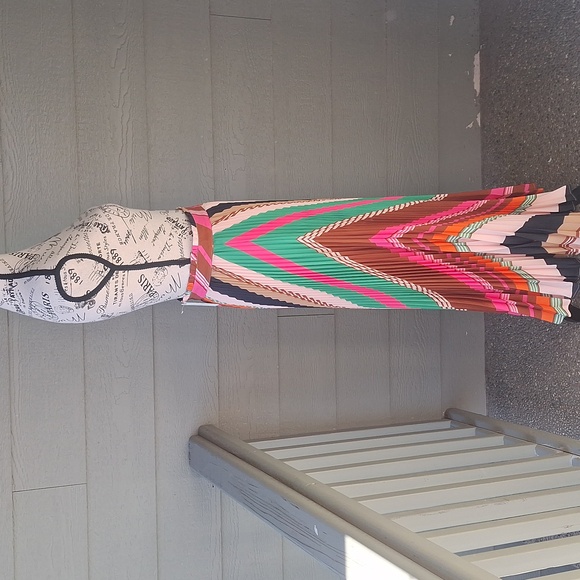 NWT Anthropologie Maeve Pleated Rainbow Maxi Skirt Size 4 Boho Retro Chic - Picture 5 of 11